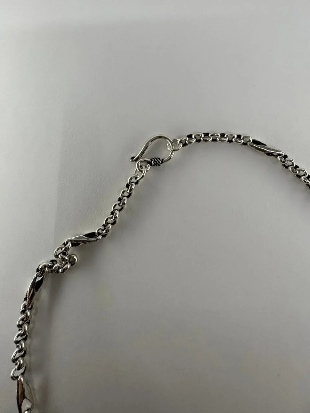Solid 925 Sterling Silver Vintage Bar Link Chain Necklace 18